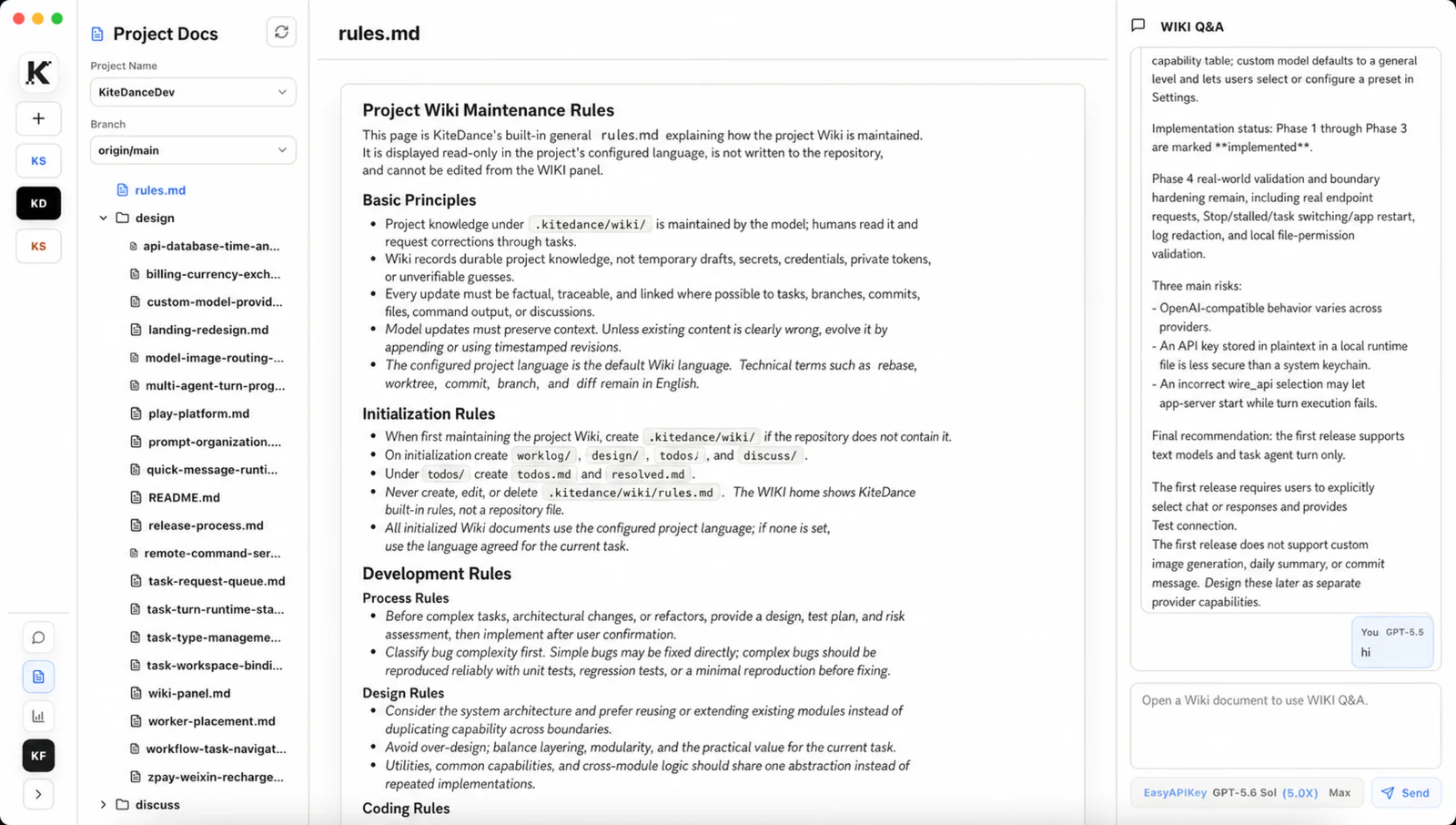 KiteDance English project knowledge documentation and WIKI Q&A interface
